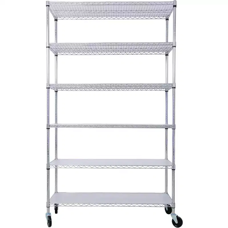6 Metal Wire Shelving with & Shelf - Adjustable Storage for Home Room