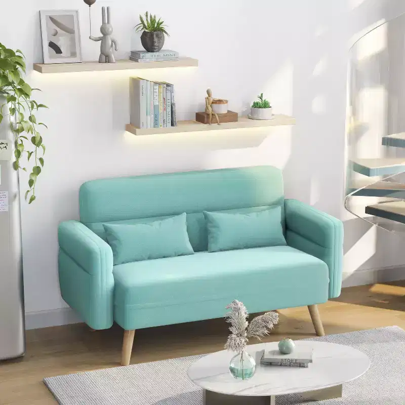 Yaheetech 46inch Fabric Loveseat Sofa with Lumbar Pillow for Office, Bedroom