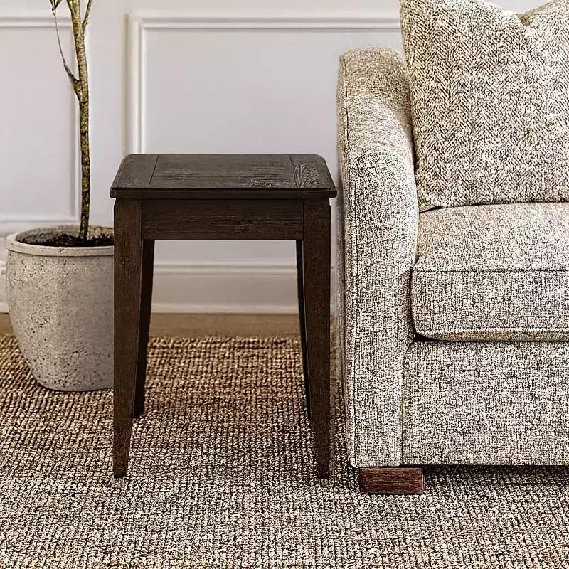 Rustic Wooden Rectangular End Table with Tapered Legs