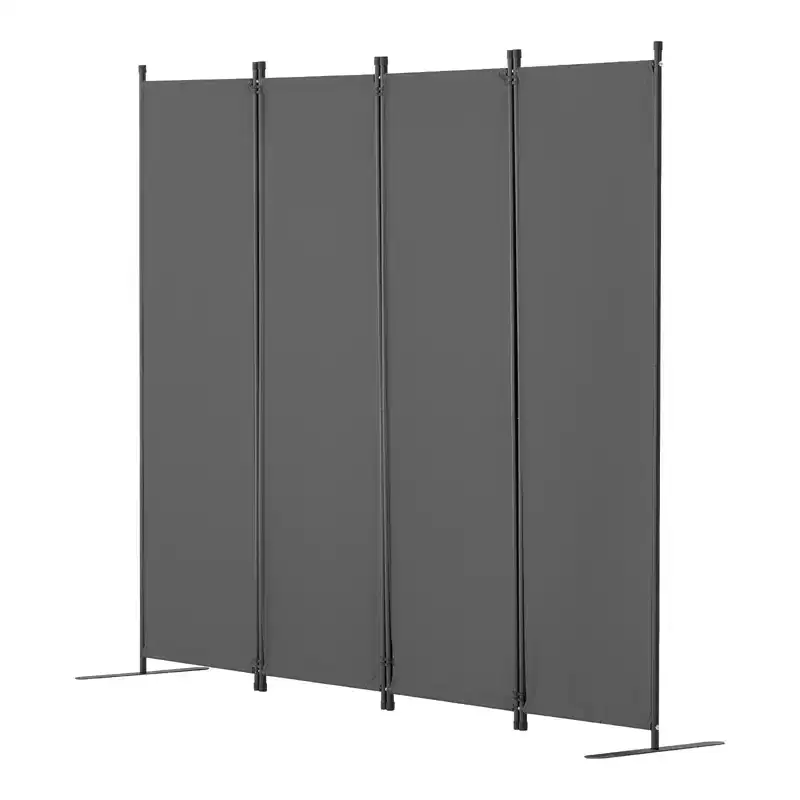 4-Panel Folding Fabric Room Divider - Light Gray