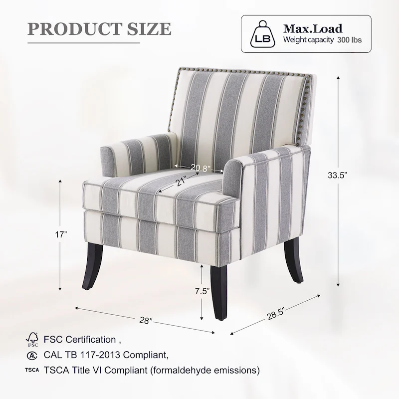 Armchair Accent Chairs with Nailhead Trim Set of 2