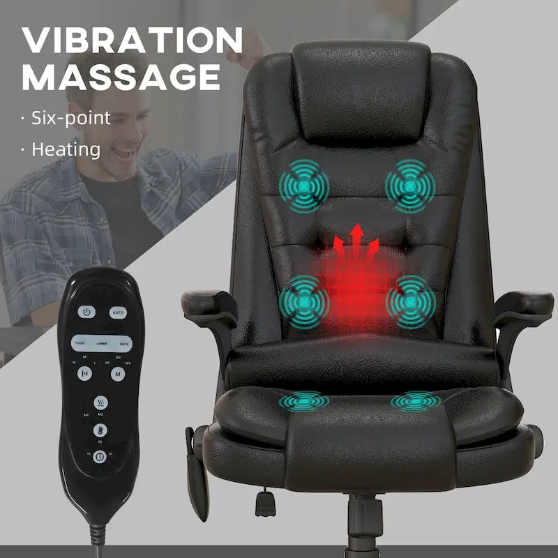 High Back Vibration Massage Office Chair with 6 Vibration Points, Beige