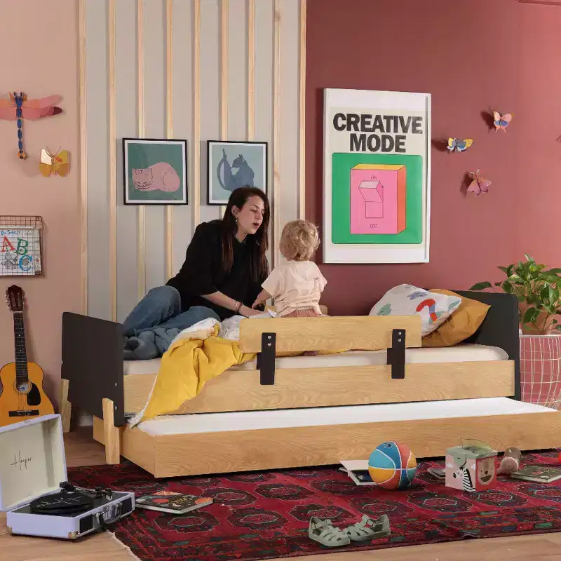 Fun Twin Bed with Safety Guardrails for Kids
