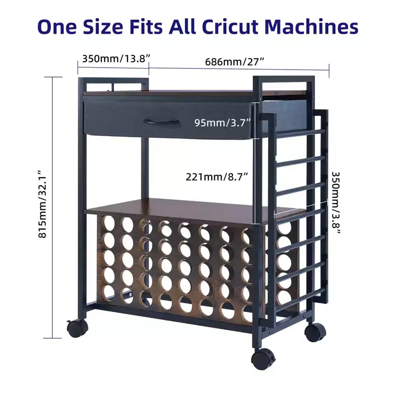 Craft Organization and Storage Cart Compatible with Cricut Machine, Rolling Craft Organizer