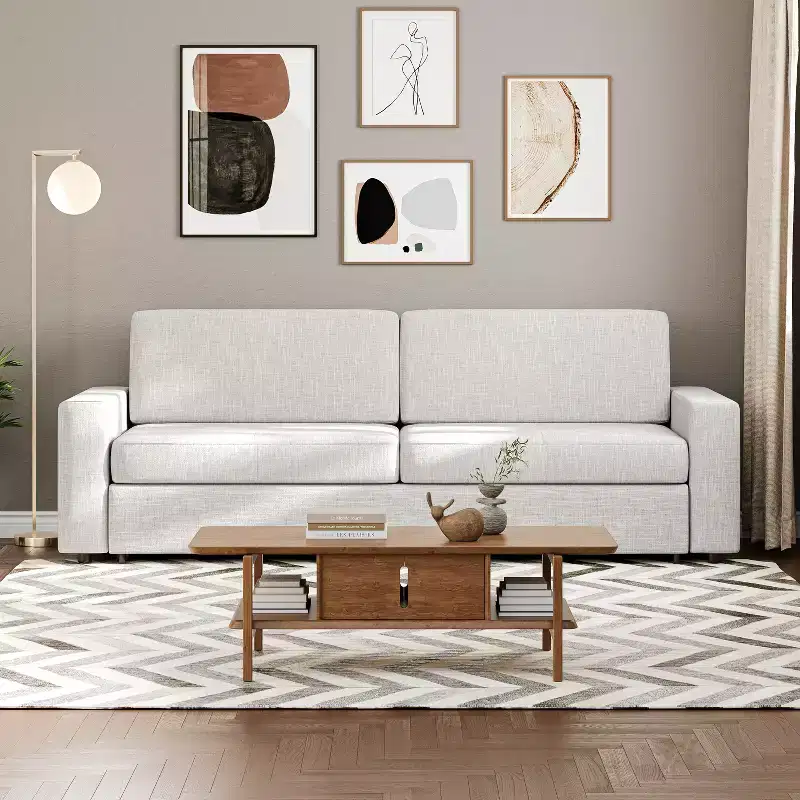 ATJafurn 88.6 Convertible Sleeper Sofa Bed, Modern Linen Fabric Pull Out Sleeper Couch Bed Space-Saving for Apartments, Living Room, Bedroom, Studio