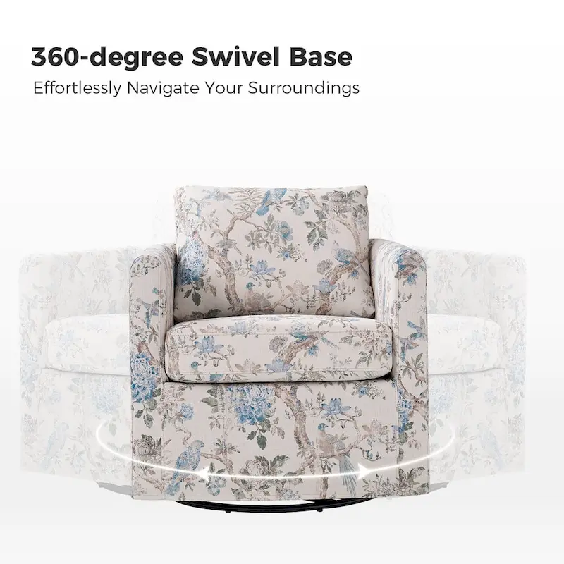 Erkenbald Modern Slipcovered Swivel Chair with Removable Cushion by HULALA HOME