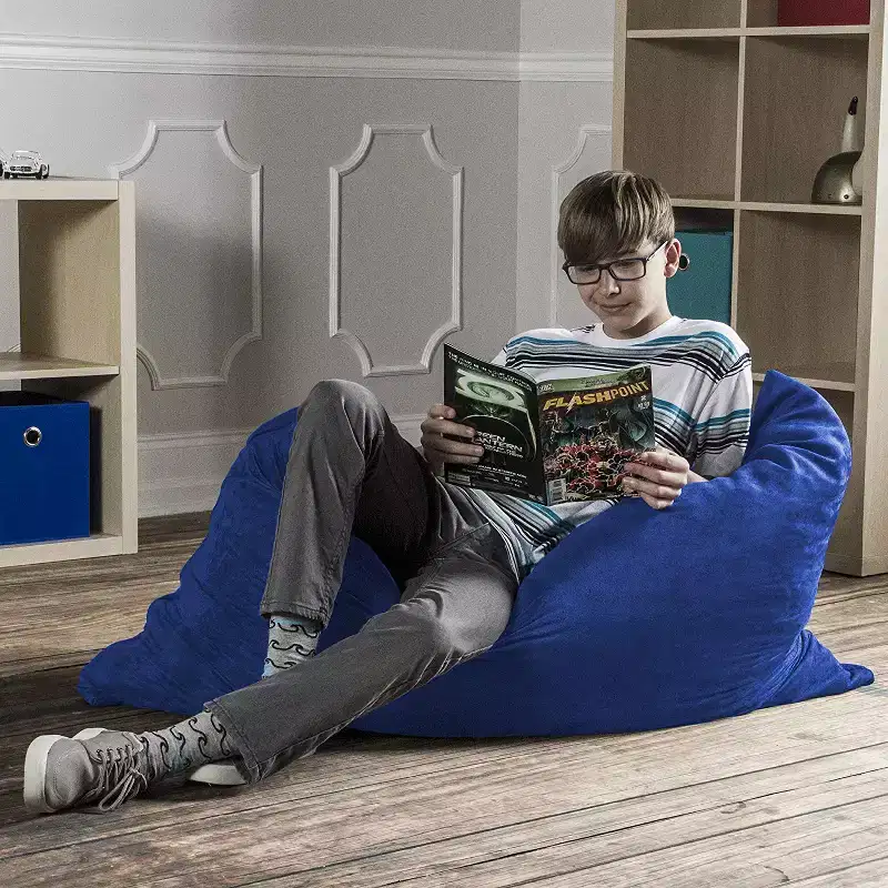 3.5 ft Kids Bean Bag Floor Pillow – Microsuede, Seats 1 (Blueberry / Cherry / Fuchsia / Grape / Lime / Pumpkin)