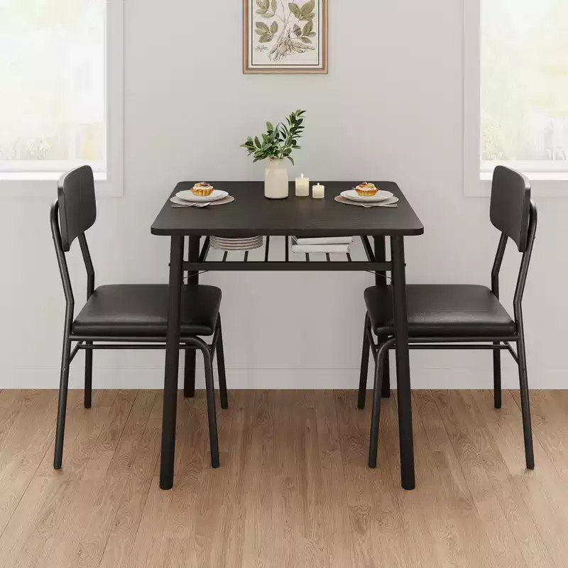 COZONY Compact Dining Table Set with Upholstered Chairs, Small Square Kitchen Table and Metal Legs Support for Dining Room