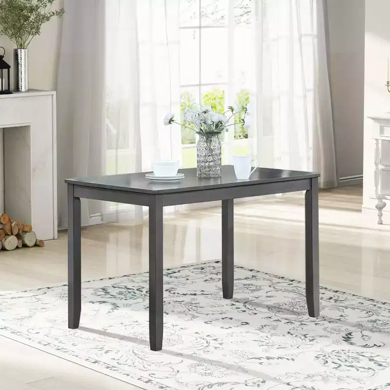 MAYEERTY Wooden Rectangular Dining Table Only, Gray 4-Person Kitchen Table for Small Space