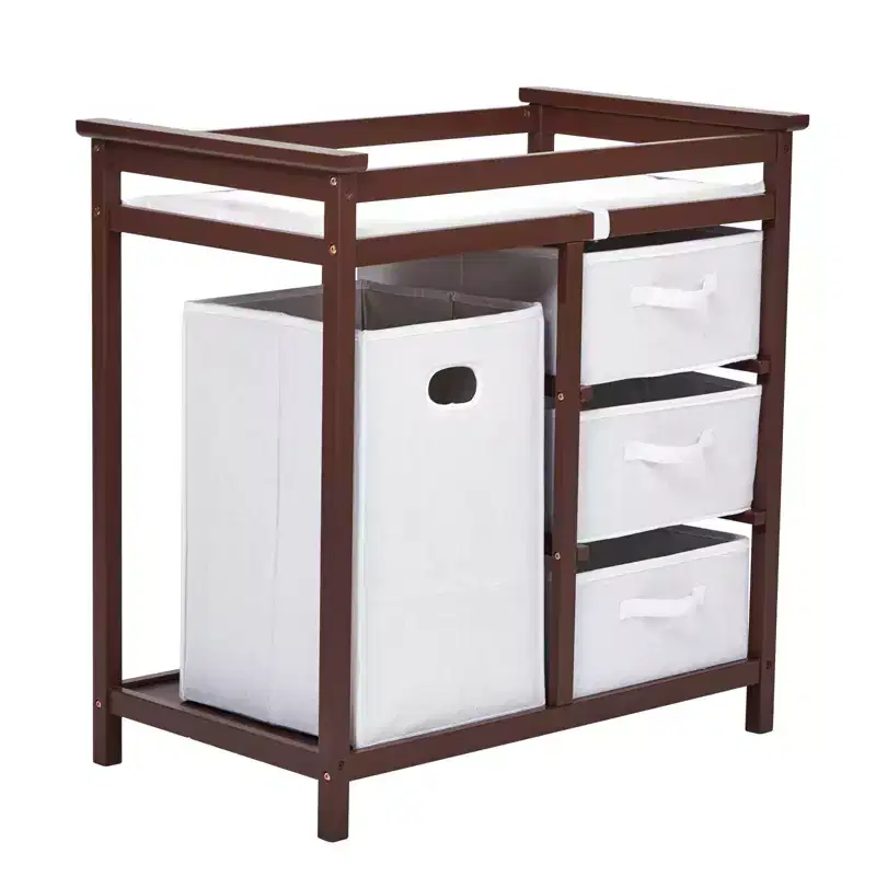 Baby Changing Table,Modern Baby Changing Station Dresser with Laundry Hamper,Diaper Changing Table,3 Drawer Basket and Changing Pad for Baby Infant