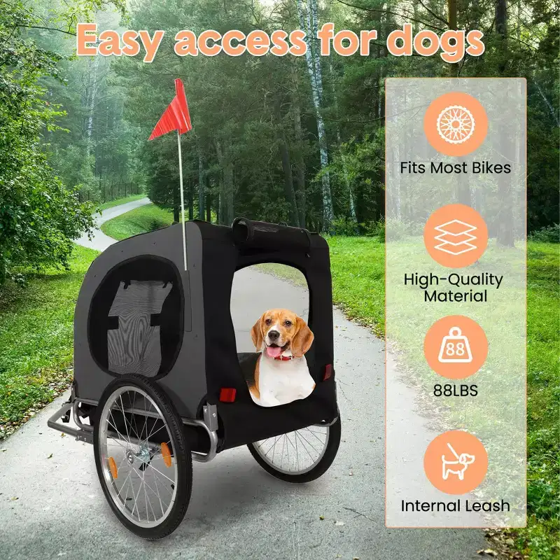 Dog Bike Trailer, Jogging Stroller - Convertible for Medium Large Dogs, 88Lbs Capacity, Waterproof, Universal Hitch for 20-29 Bikes