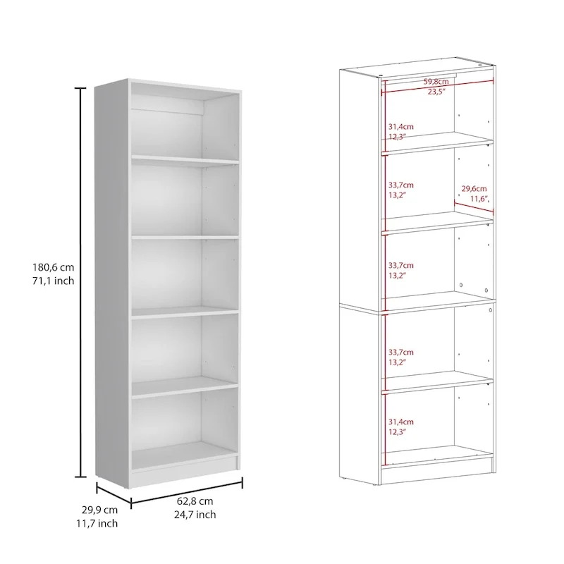 74 Wide 5-Shelf Option B Bookcase Set of 3