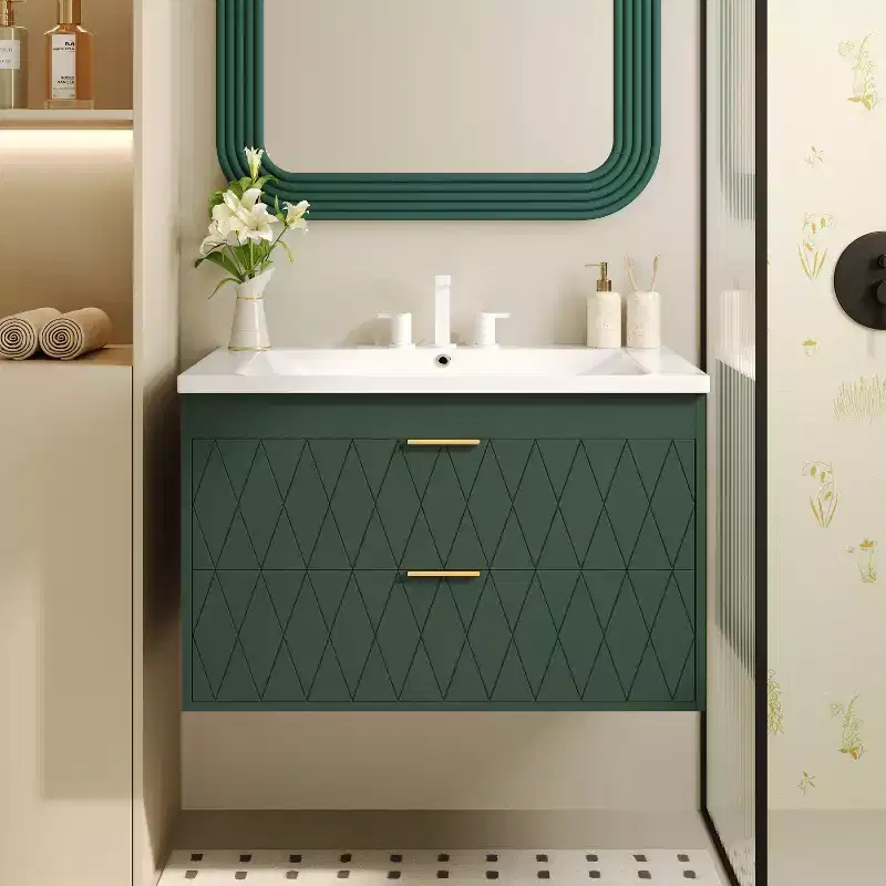 30 Wall Bathroom Vanity with Sink, Bathroom Storage Cabinet with Drawers for Small Space, Green