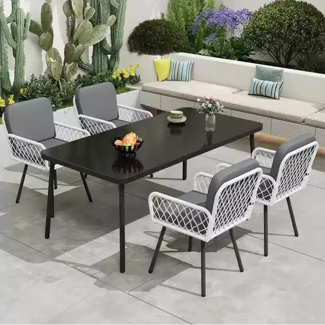 Dining Chairs Set of 4 - Metal Frame, for Indoor, Garden, Balcony, Deck,