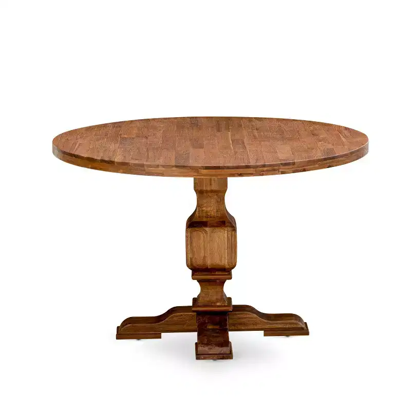 Round Dining Table, Brown, Pedestal Base, Seats 2