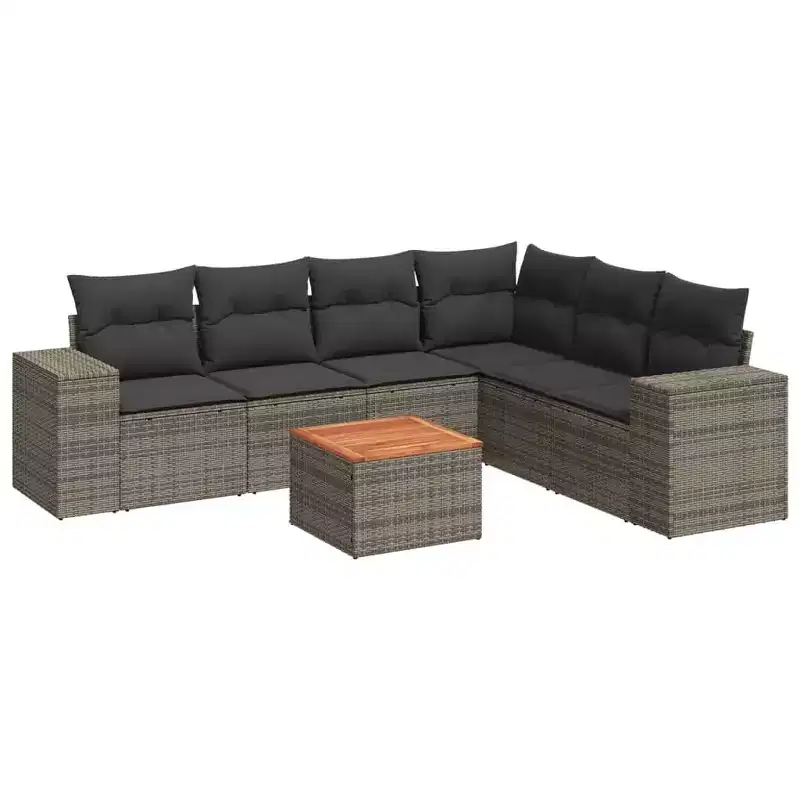 vidaXL 7 Piece Patio Sofa Set with Cushions Poly Rattan