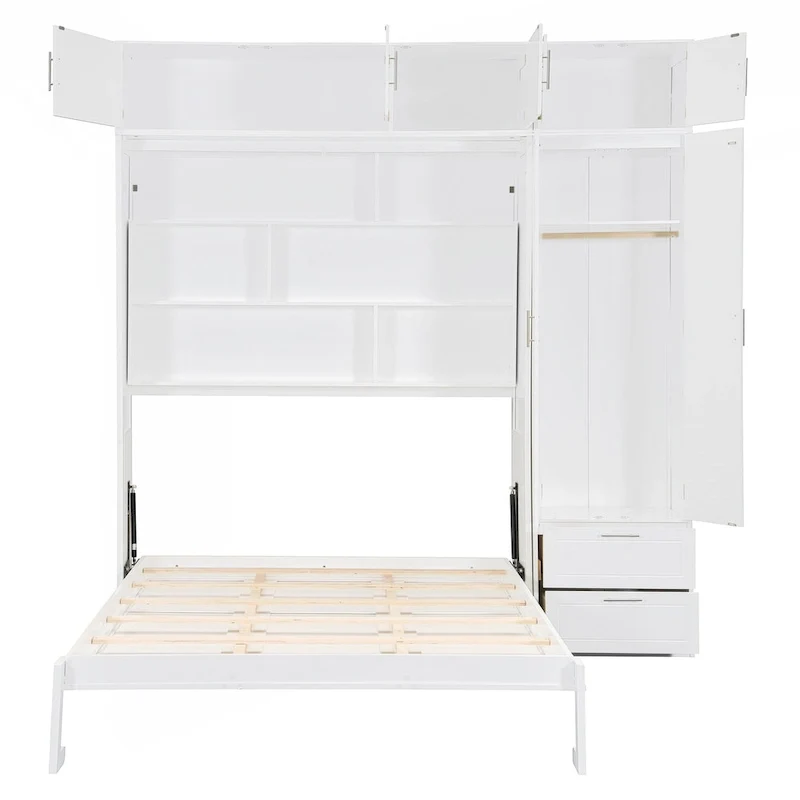 Versatile Queen Size Murphy Bed with Integrated Storage and Foldable Design for Space Optimization