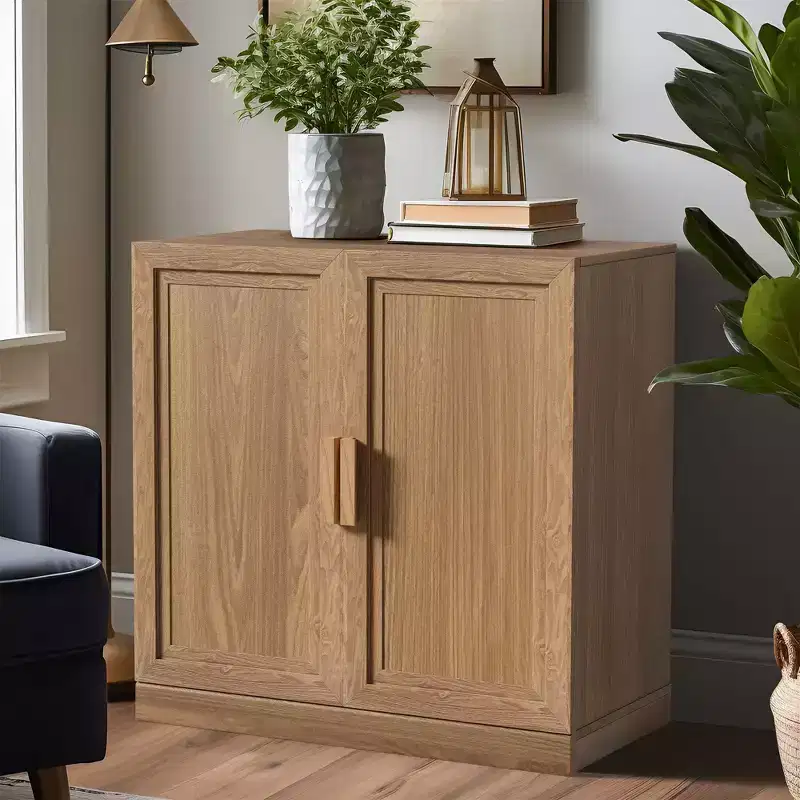 31x31x16 Wood Accent Cabinet with Adjustable Shelf Storage Cabinet Natural