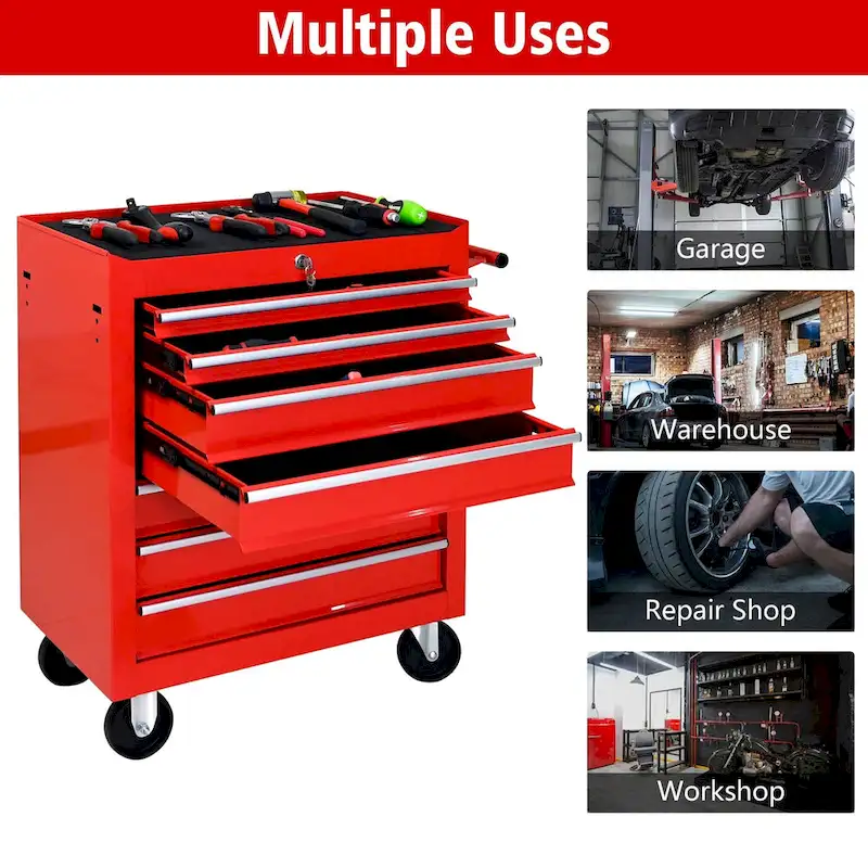 Rolling Tool Chest, Tool Chest with 7 Drawers & Wheels