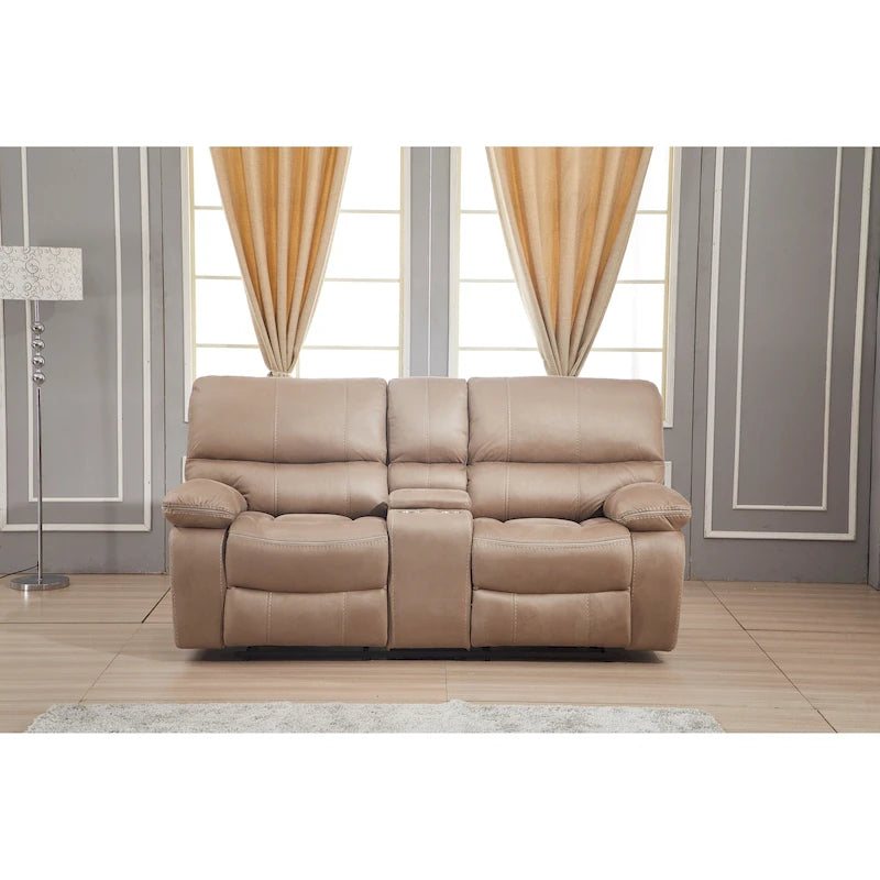 Microfiber Manual Rclining 2-seat Loveseat with Console 8007