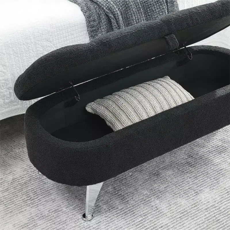 TROPOW 3.8ft Storage Ottoman Bench, Upholstered End of Bed Ottoman Bench with Storage Seating, for Foot in Bedroom, Living