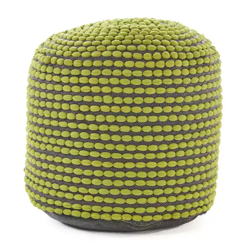 Round Pouf Ottoman, Handmade, Polystyrene Bead Fill, 250 lb Capacity