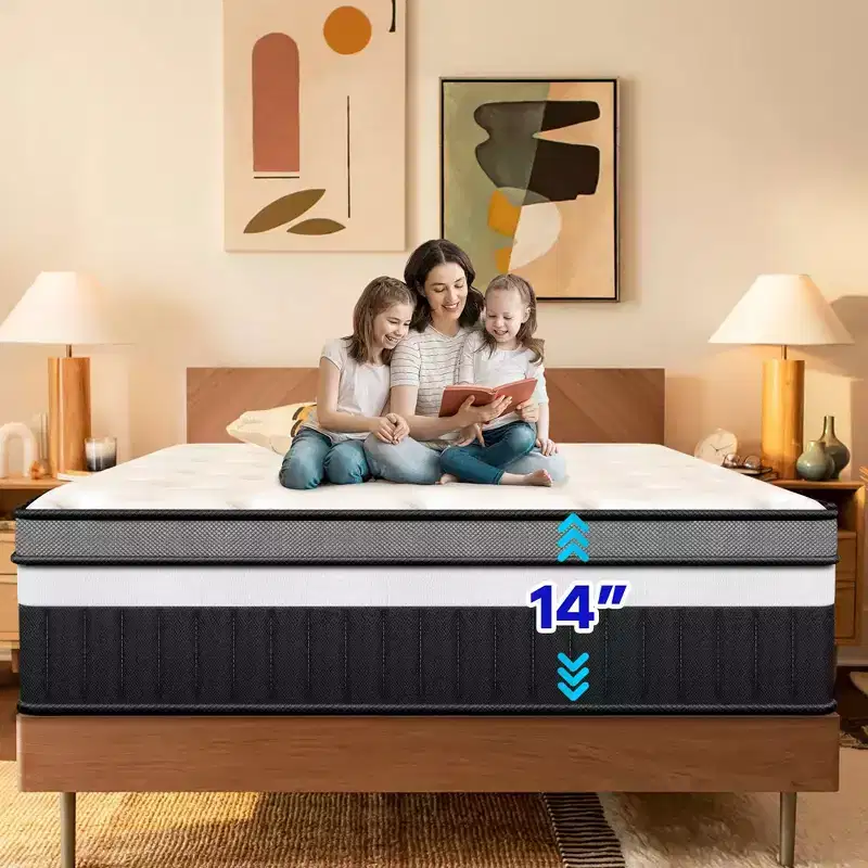 Queen Size Memory Foam Mattress, 14 Innerspring Hybrid Mattress, Multiple Size