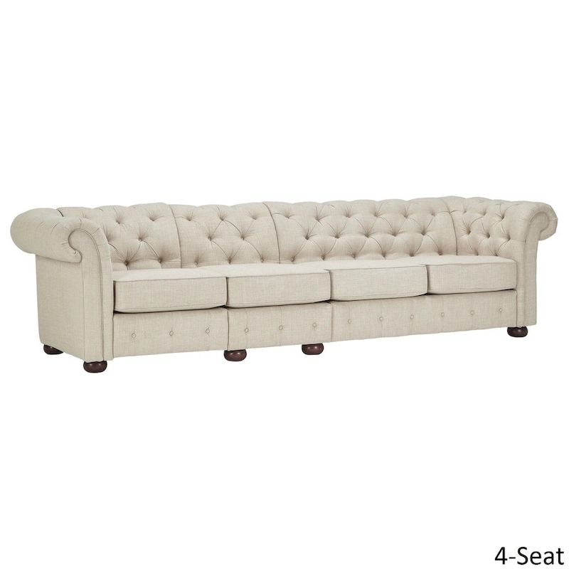 Knightsbridge Beige Linen Tufted Chesterfield Modular Sofa by iNSPIRE Q Artisan