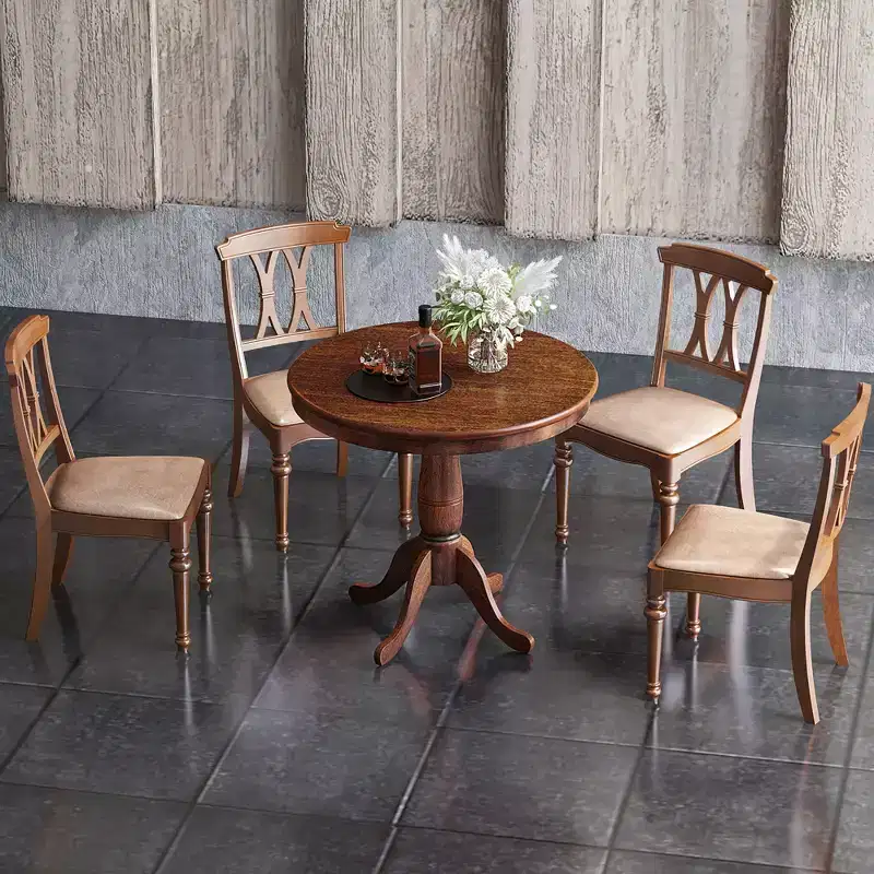 Costway 32 Round Pedestal Dining Table Kitchen Dining Room Walnut