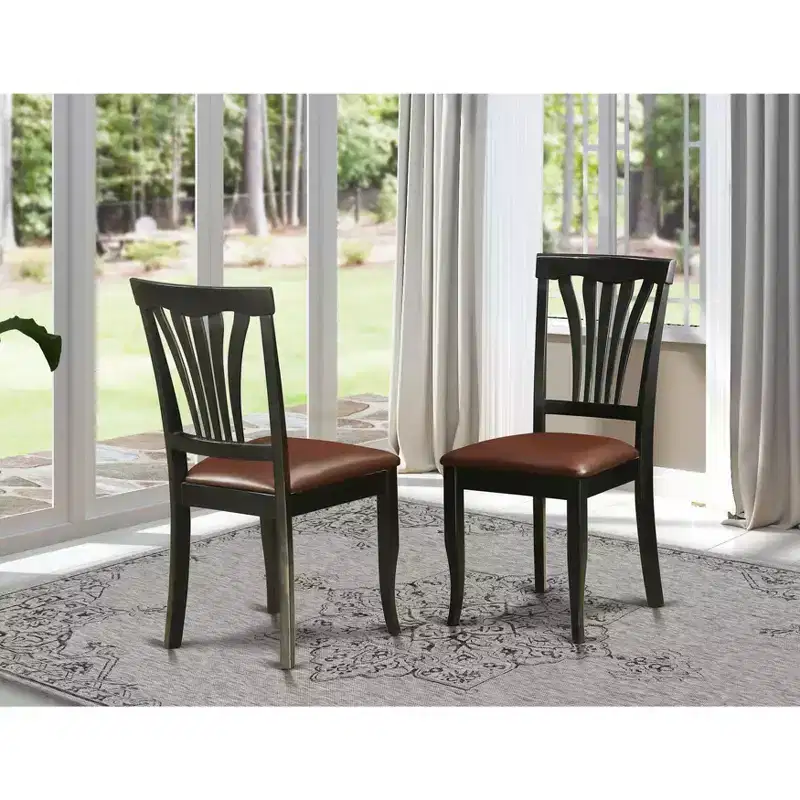 2 Dining Chair Set, 37H x 18W x 18L, Black, Wooden Seat