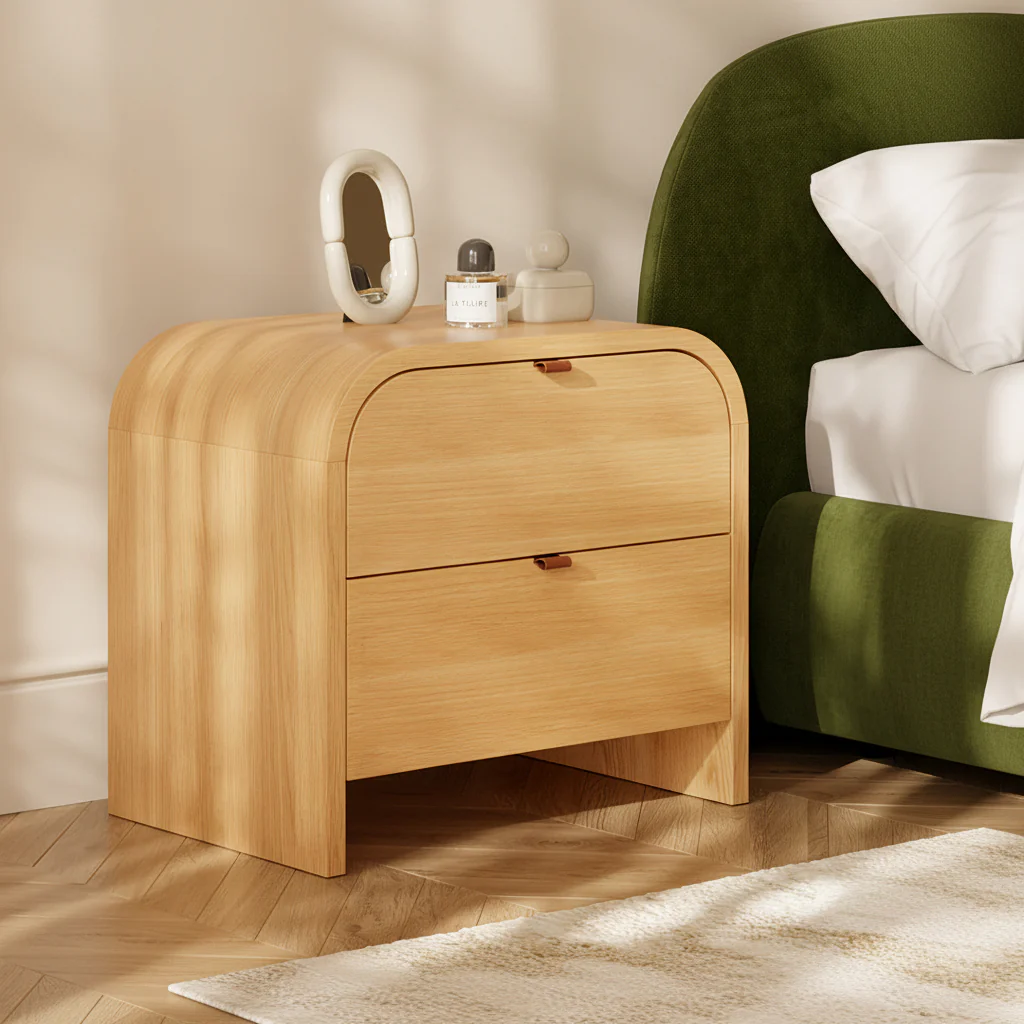 Modern Oak Oak Wood Nightstand for Bedroom