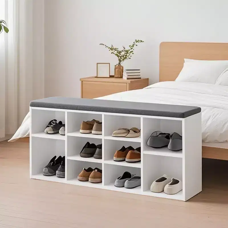 Shoe Bench with Cushioned Seat & 10 Compartments | Entryway Storage