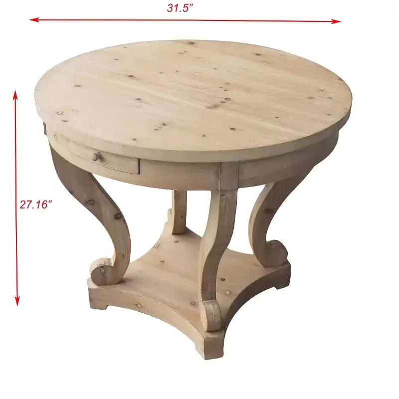 Round Dining Table with Curved Legs Kitchen Table Farmhouse Style Small Coffee Table for Dining Room