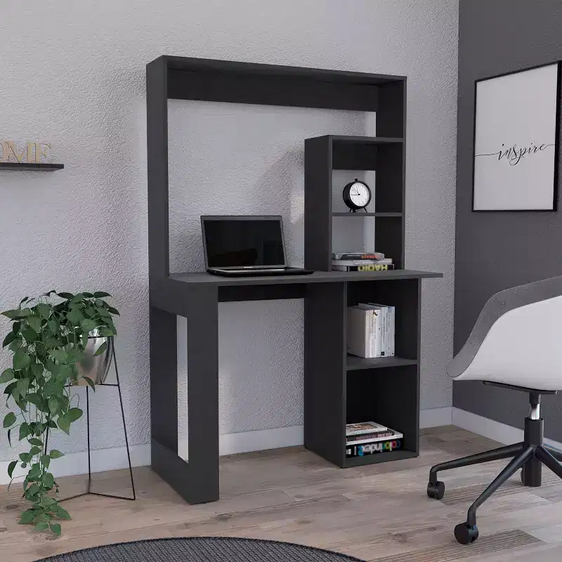 38.8 Computer Desk,Writing Desk with Hutch and 5 Storage Shelves,Expansive Desktop,Modern Workstation for Laptop,Office,Bedroom,Study