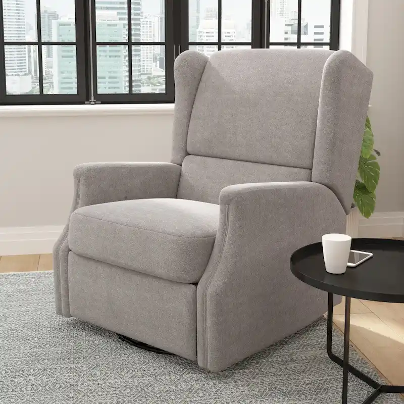 Wingback Upholstered Manual Recline Rocking Swivel Glider Chair
