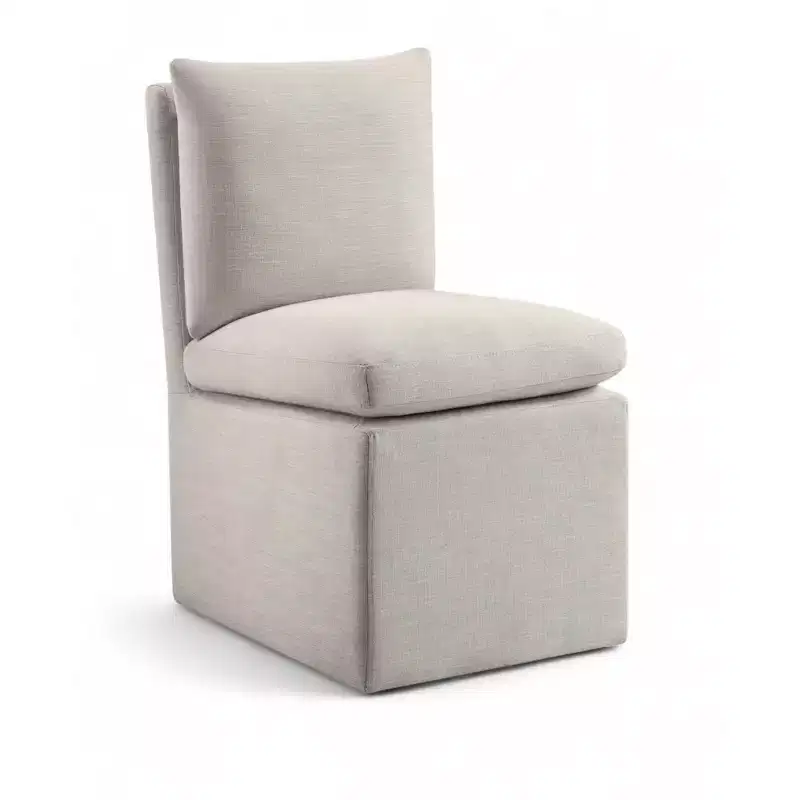 Meridian Furniture Nelori Linen Textured Performance Fabric Dining Chair, Set of 2