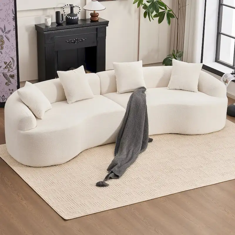 Luxury Chenille Fabric Sofa,4 Seater Modular Curved Sectional Couch