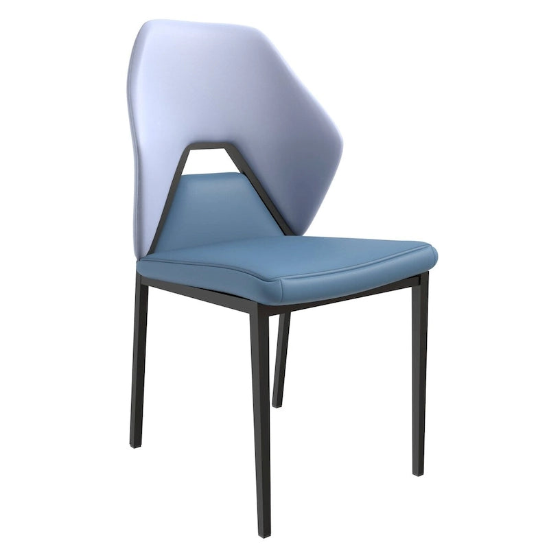 Leather Dining Chair in Black Iron Modern Upholstered Accent Kitchen Side Chair