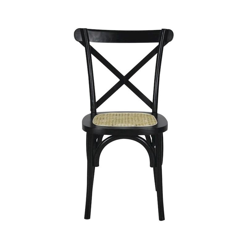 Colmar Classic Traditional X-Back Wood Rattan Dining Chair, Natural (Set of 2) by JONATHAN Y