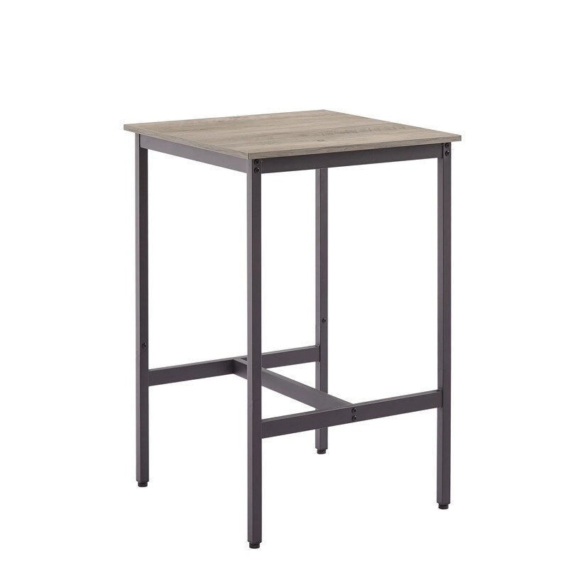 Eureka Industrial Bar Table Set, 3-Piece Dining Table and PU Upholstered Stools Set, Small Counter Height Pub Bistro Table Set