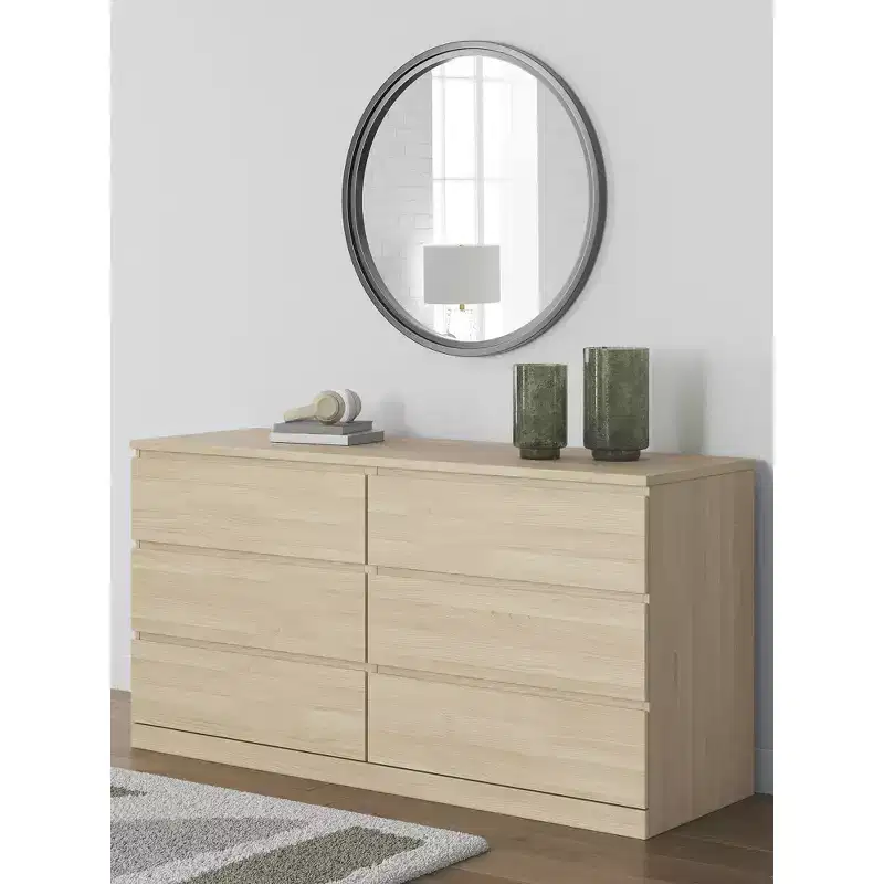 Signature Design by Ashley Modern Onita 6 Drawer Dresser, Natural Brown Wood Finish Dresser with Hardware-Free Design