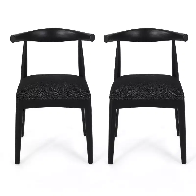 Christopher Knight Home Set of 2 Cortina Dining Chairs Blacked Textured Tweed/Black