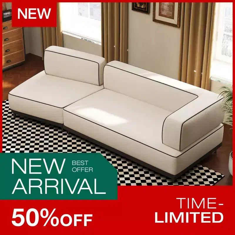 Luck Live 95.27 Modern Fabric Sectional Sofa, High-Density Foam Cushions, Solid Wood & Plywood Frame, Metal Legs