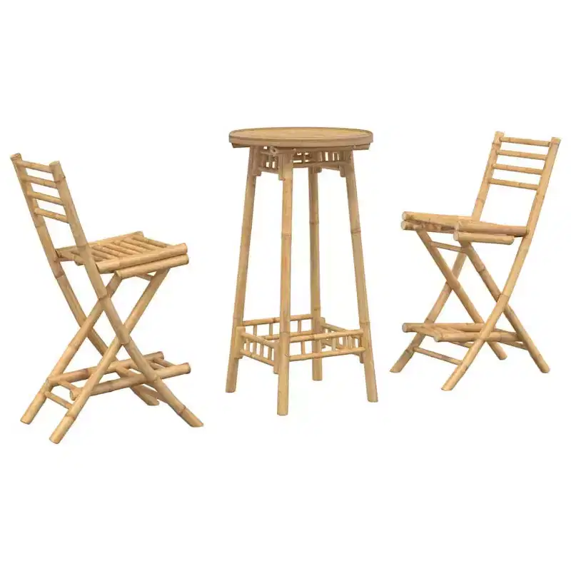 vidaXL Outdoor Bar Set Natural Bamboo Medium Foldable