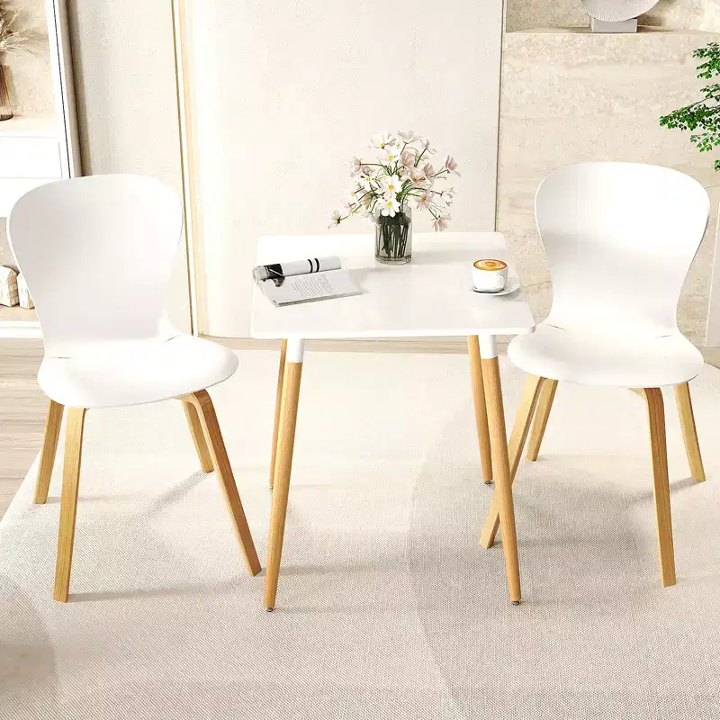 Costway Square Dining Table Farmhouse Minimalist Dinner Table w/ Sturdy Metal Legs