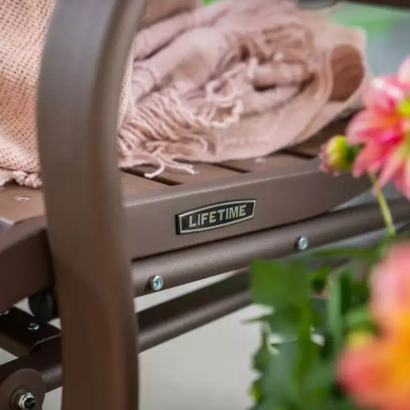 Lifetime Glider Bench, Faux Wood, Brown 60290