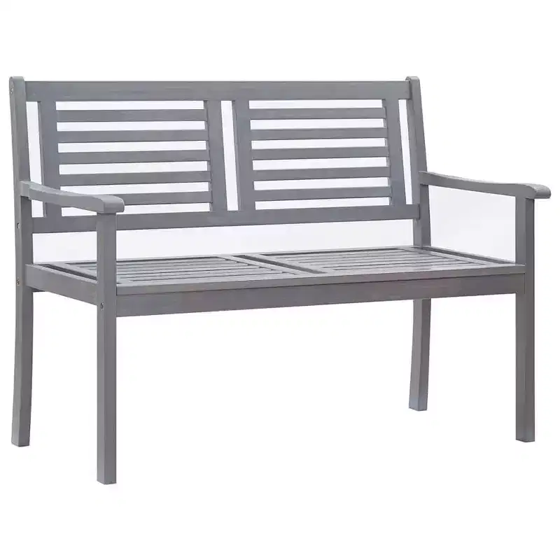 vidaXL Bench Grey Solid eucalyptus wood Medium Ergonomic Garden Bench