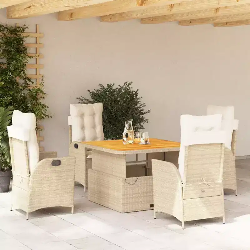 vidaXL Garden Dining Set Beige, Cream White, Brown