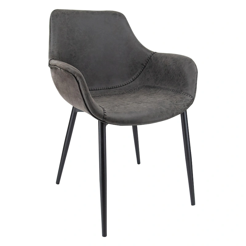 Markley Leather Dining Chair with Iron Legs Set of 4 Modern Accent Armchair