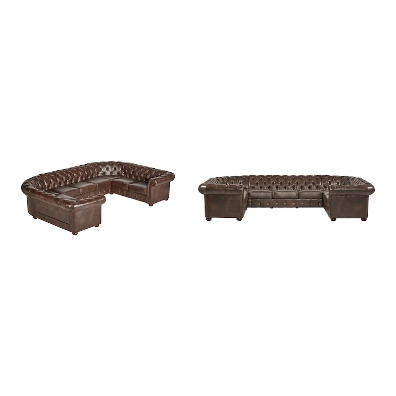 9-Seat U-Shaped Chesterfield Sectional Sofa | Tufted Velvet | Living Room Couch